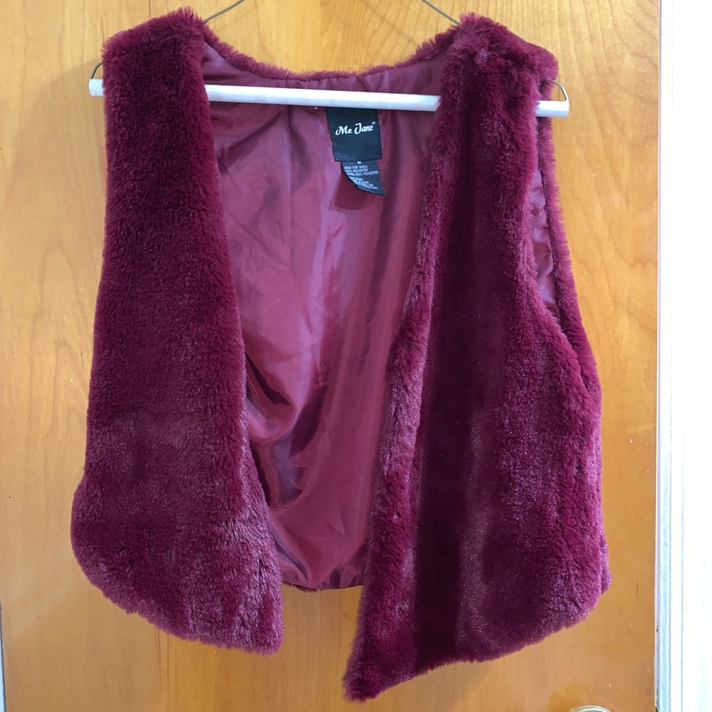 Red Faux Fur Vest - size Medium